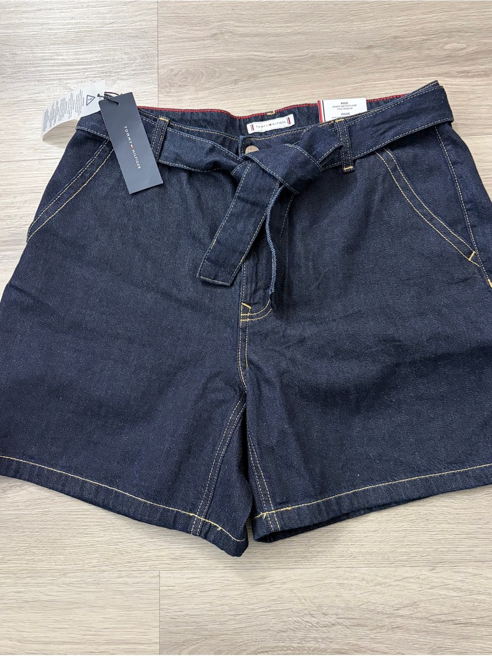 Tommy Hilfiger Dark Indigo Denim Tie-Waist Shorts